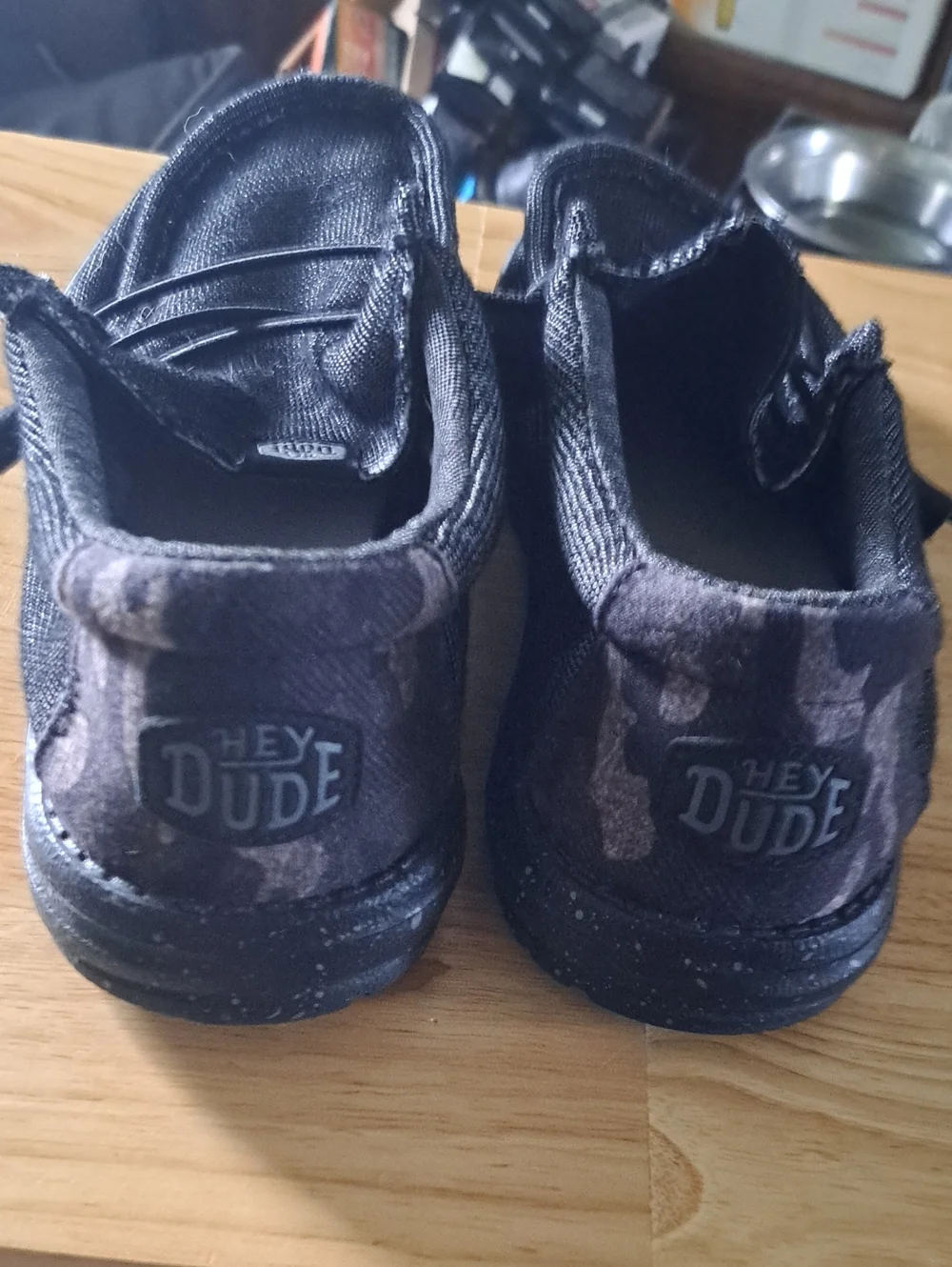 Hey Dude Mens Black Woven Slip-Ons